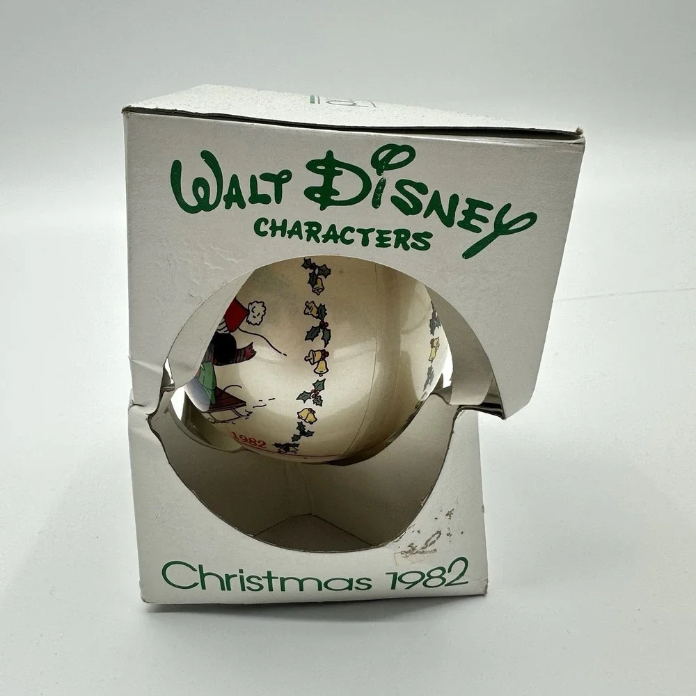 Schmid‎ Disney 1982 Winter Games Round Christmas Ornament Mickey Mouse With Box